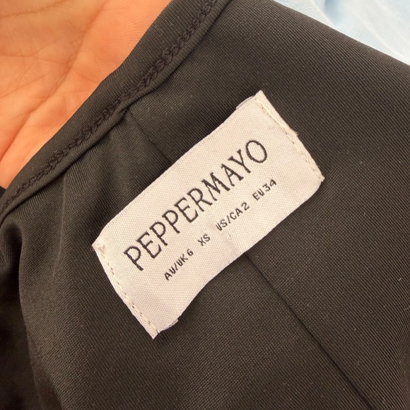 Peppermayo Brown Off Shoulder Maxi Dress High Slit XS - Picture 3 of 3